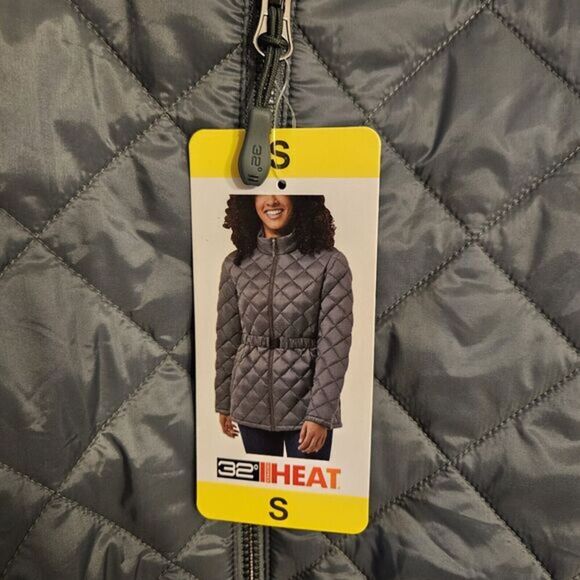 32 Degrees Ladies' Belted Diamond Quilt Jacket / Color Teal / Size Small / NEW - Picture 8 of 9